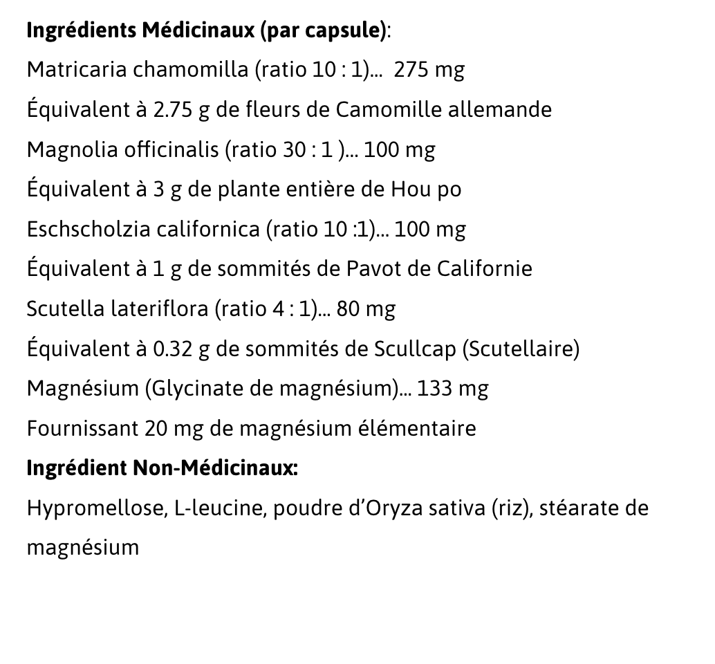 Informations Nutritionnelles