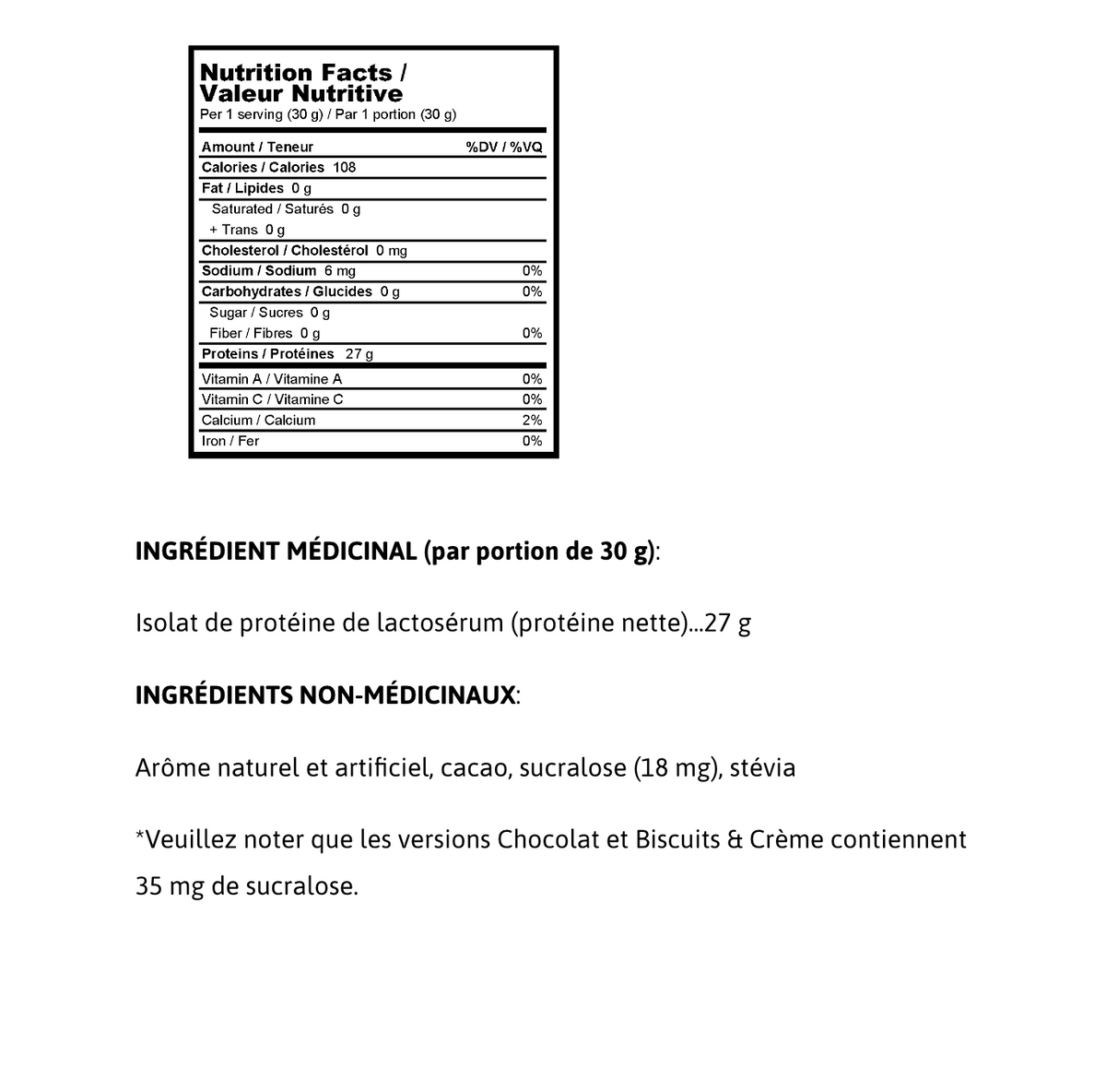 Informations Nutritionnelles