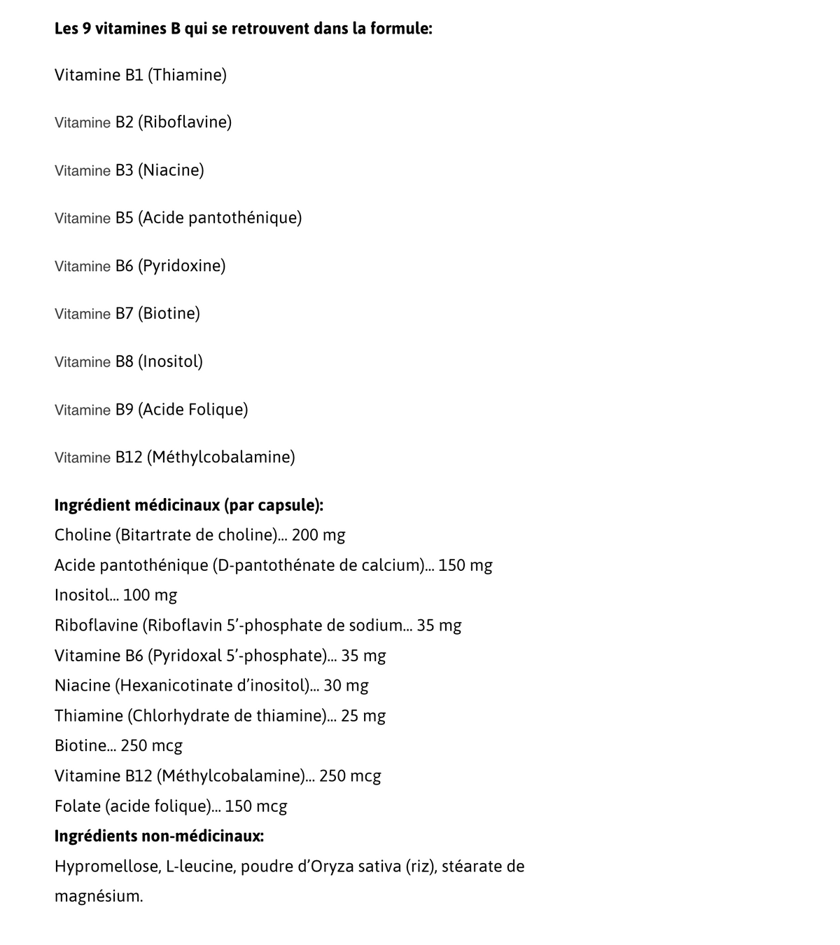 Informations Nutritionnelles