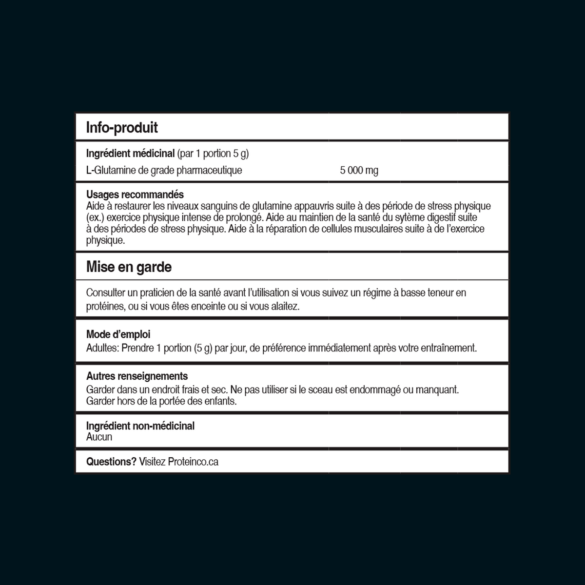 Informations Nutritionnelles