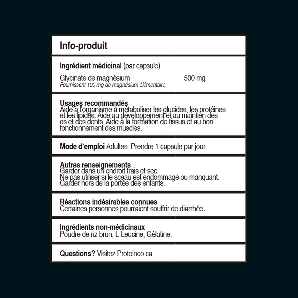 Informations Nutritionnelles
