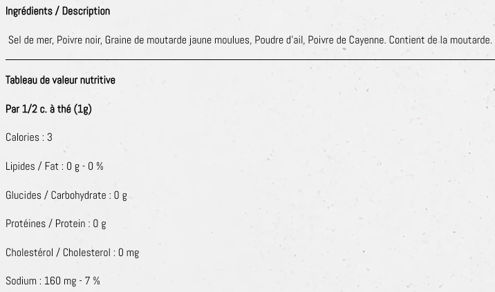 Informations Nutritionnelles